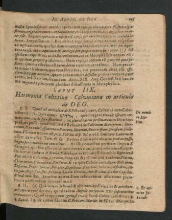 Caput IIX. Harmonia Calixtino-Calviniana in articulo de Deo.