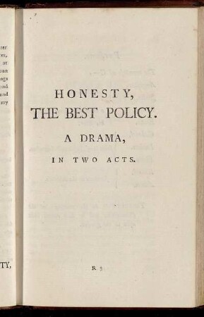 Honesty, The Best Policy. A Drama, In Two Acts.