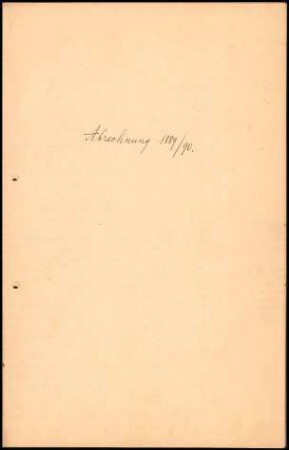 Abrechnung 1889/1890