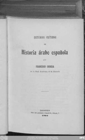 1: Estudios críticos de historia árabe española