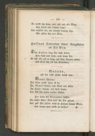Hussans Dedication seiner Kriegslieder an Ali Bey.