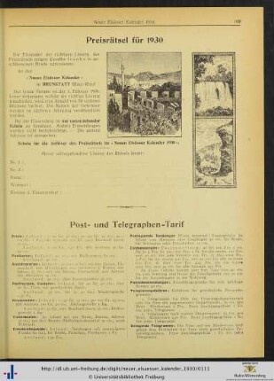 Post- und Telegraphen-Tarif.