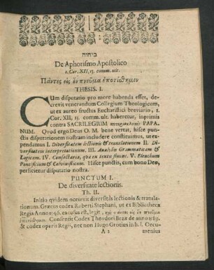 Punctum I. De diversitate lectionis.