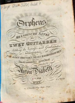 Orpheus : melodische Sätze ; für zwey Guitarren ; zur Bildung des Vortrages und Geschmackes, 5. 5tes Heft