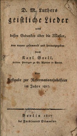 Geistliche Lieder : nebst dessen Gedanken über die Musik