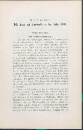 Erstes Kapitel. Die Lage der Landarbeiter im Jahre 1870.