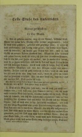 Erste Stufe des Unterrichts. Naturgeschichte