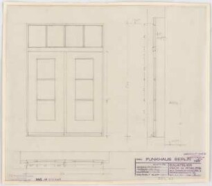 Haus des Rundfunks, Berlin-Charlottenburg: Kleiner Lichthof, Zugang auf Dach, Grundriss, Aufriss, Schnitt 1:10