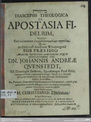 Diascepsis theologica de apostasia fidelium