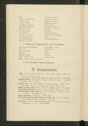 IV. Fachzeitschriften.