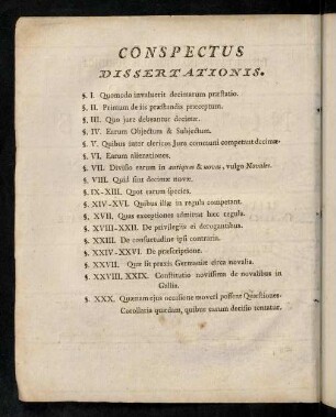 Conspectus Dissertationis.