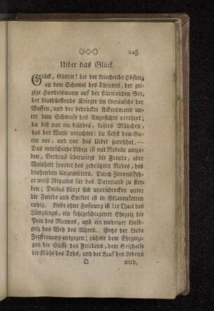 Uiber das Glück.