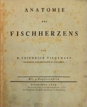 Anatomie des Fischherzens : mit 4 Kupfertafeln