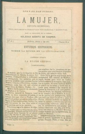 Estudios históricos sobre la mujer en la civilización. [Continuación] : Capítulo octavo. La mujer griega. (Continuación).