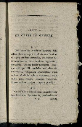 Caput I. De Oleis In Genere. - Caput IV. De Oleis Empyreumaticis.