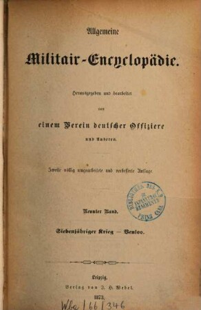 Allgemeine Militair-Encyclopädie, 9. Siebenjähriger Krieg - Venloo