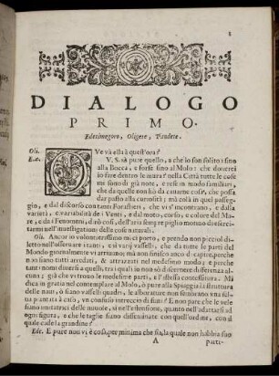 Dialogo primo. Editimegoro, Oligere, Pandete.