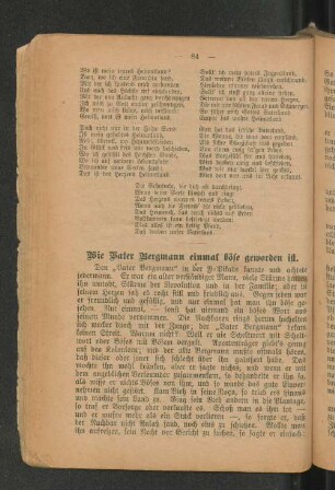 Wie Vater Bergmann einmal böse geworden ist.