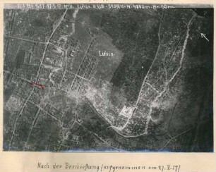 Foto des Geländes zwischen Angres und Liévin nach der Beschießung am 13.05.1917 (Luftbild)