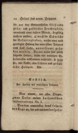 Erstlich. Die Heilart des venerischen Trippers