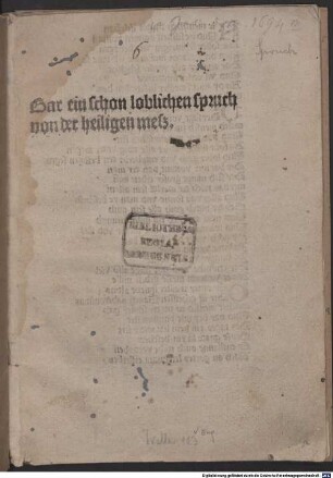 Spruch von der heiligen Messe