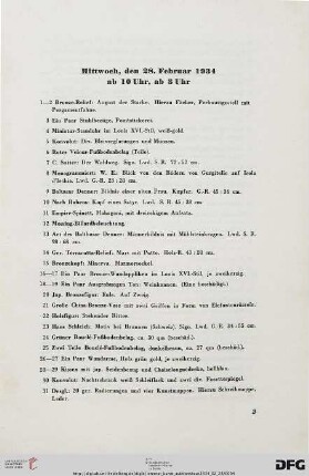 Mittwoch, den 28. Februar 1934, ab 10 Uhr, ab 3 Uhr (Nr. 1-771)