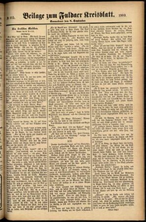 Zweite Ausgabe vom Samstag, den 08. September 1900.