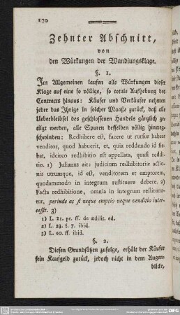 Zehnter Abschnitt, von den Würkungen der Wandlungsklage