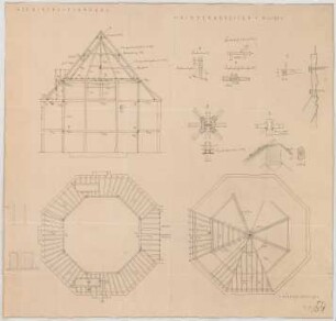 Fischer, Theodor; Planegg bei München (Bayern); Ev. Waldkirche - Grundrisse, Schnitt, Details