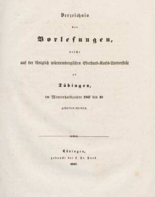 Vorlesungsverzeichnis 1847/48