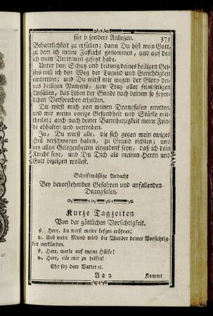 Schriftmäßige Andacht Bey bevorstehenden Gefahren und anfallenden Drangsalen. - Schriftmäßige Unterhaltung Bey bevorstehendem Tod.