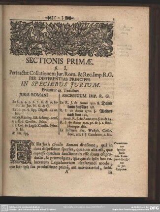 Sectionis Primae
