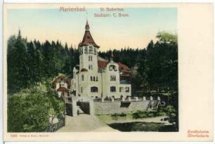 Marienbad. St. Hubertus. Vorlage für die bemalte Ansichtspostkarte