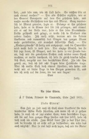 An seine Eltern. À l' Union, Prieuré de Chamonix, Ende Juli 1831