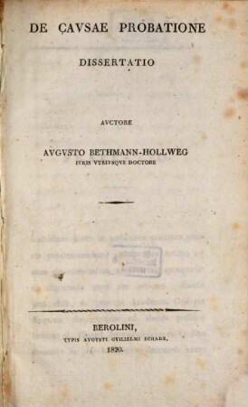De causae probatione : Dissertatio