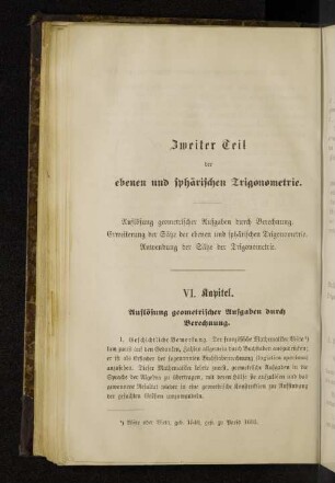 Zweiter Teil der ebenen und sphärischen Trigonometrie.