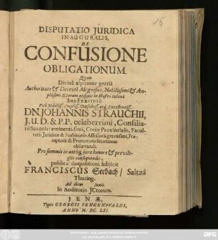 Disputatio Iuridica Inauguralis. De Confusione Obligationum