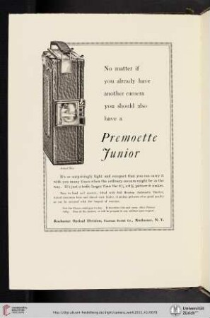 Rochester Optical Division, Eastman Kodak Co. [Premoette Junior Camera]