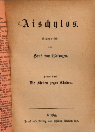Aischylos : [Werke], 3. Die Sieben gegen Theben