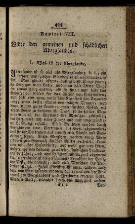 Kapitel VIII. Wider den gemeinen und schädlichen Aberglauben.