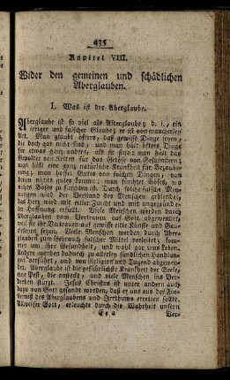 Kapitel VIII. Wider den gemeinen und schädlichen Aberglauben.