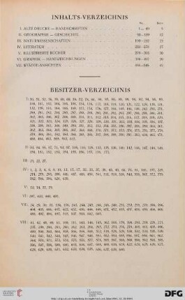 Inhalts-Verzeichnis / Besitzer-Verzeichnis