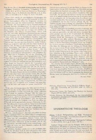 533-534 [Rezension] Friedrich Schleiermacher und die Trinitaetslehre