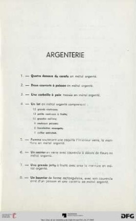 Argenterie (Nr.1-80)