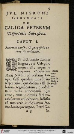 Caput I.: Scribendi causa, & propositio rerum dicendarum