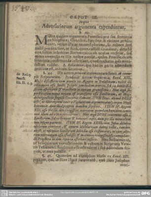 Caput III. In quo Adversariorum argumenta expenduntur