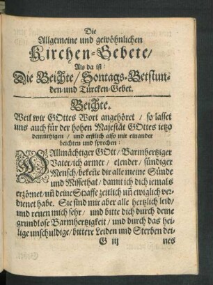 Die Allgemeine und gewöhnlichen Kirchen-Gebete ...