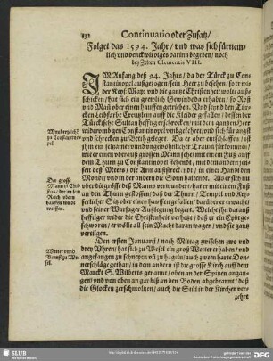 Folget das 1594. Jahr, und was sich fürnemlich und denckwirdiges darinn begeben, noch bey Zeiten Clementis VIII.
