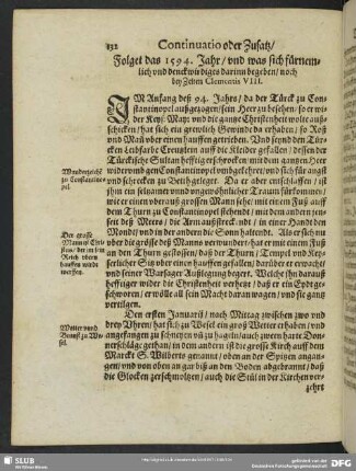 Folget das 1594. Jahr, und was sich fürnemlich und denckwirdiges darinn begeben, noch bey Zeiten Clementis VIII.