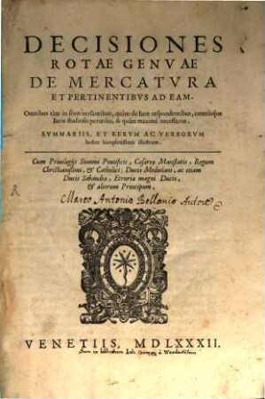 Decisiones Rotae Genuae de Mercatura et pertinentibus ad eam